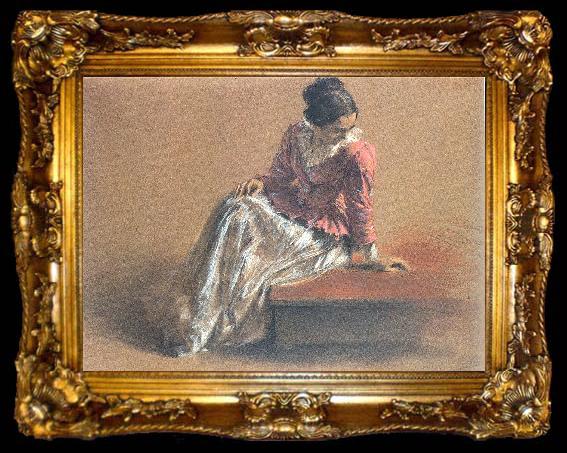 framed  Adolph von Menzel Costume Study of a Seated Woman: The Artist
